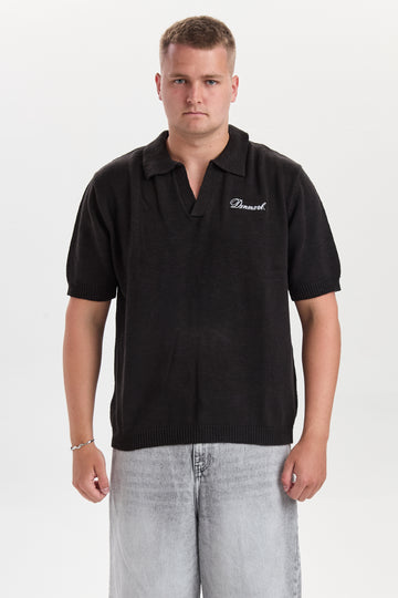 DXHakki Black Knitted Polo
