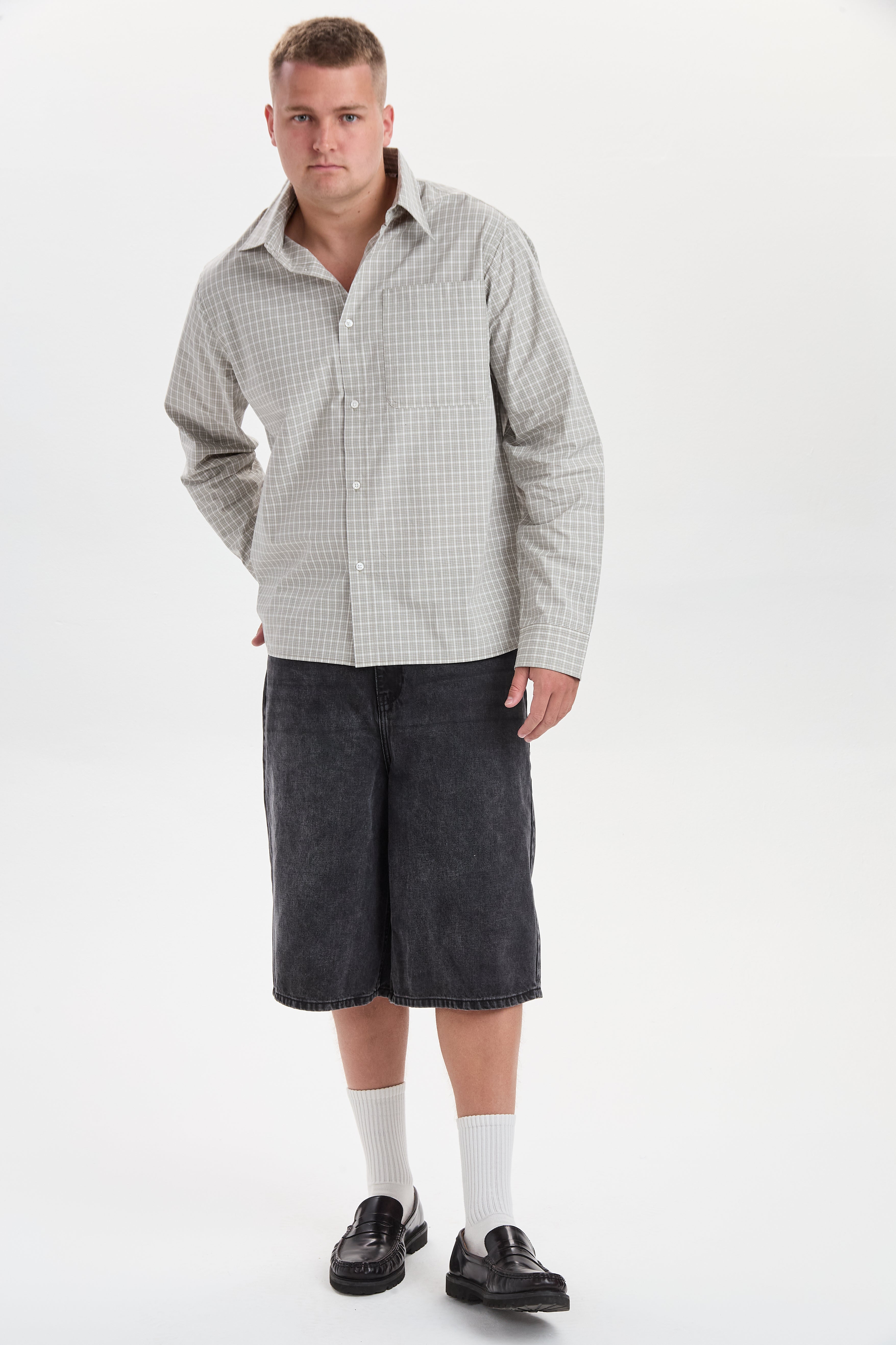 DXHarri Wide Fit Denim Shorts Black
