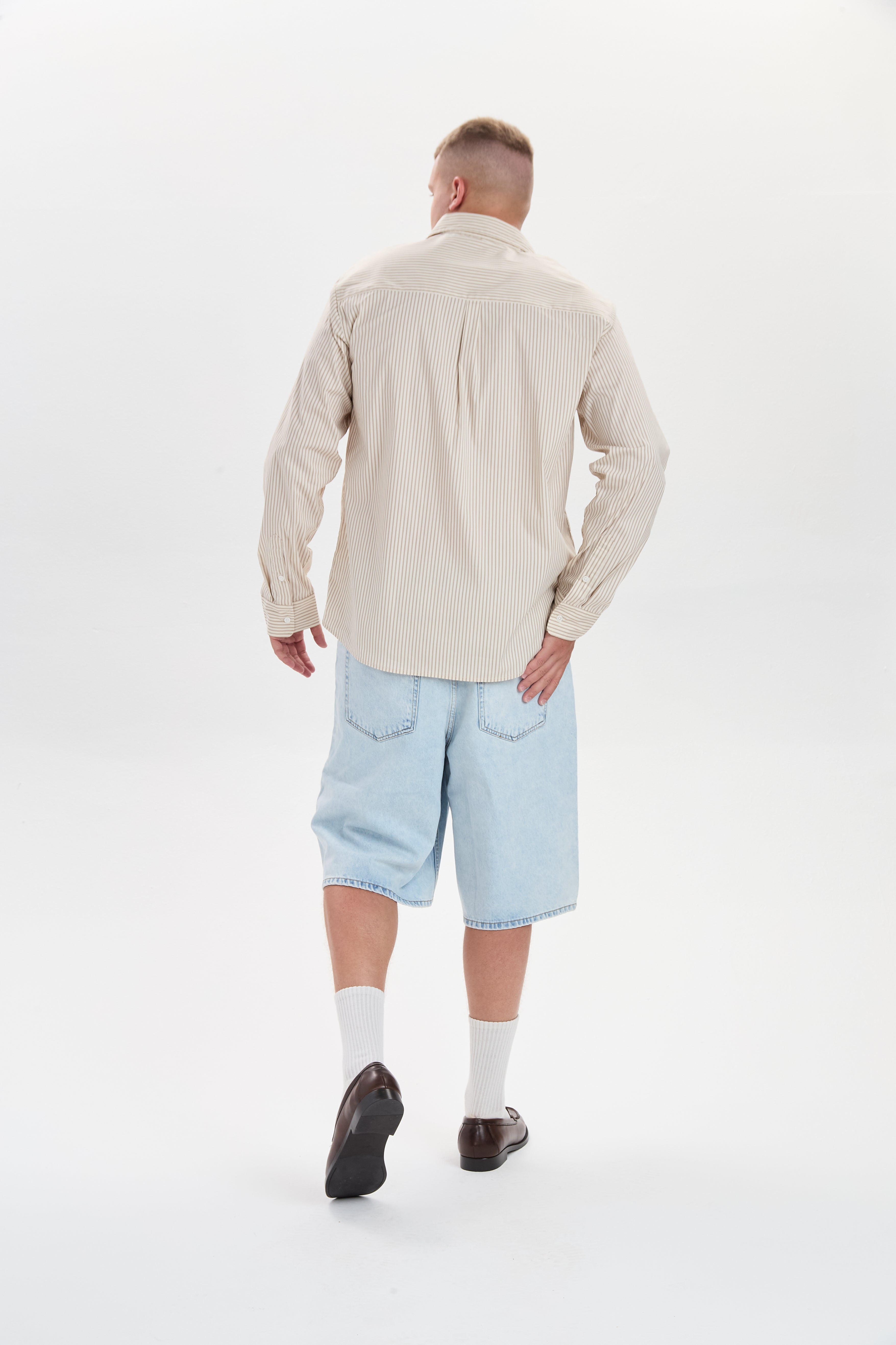 DXHarri Wide Fit Denim Shorts Light Blue