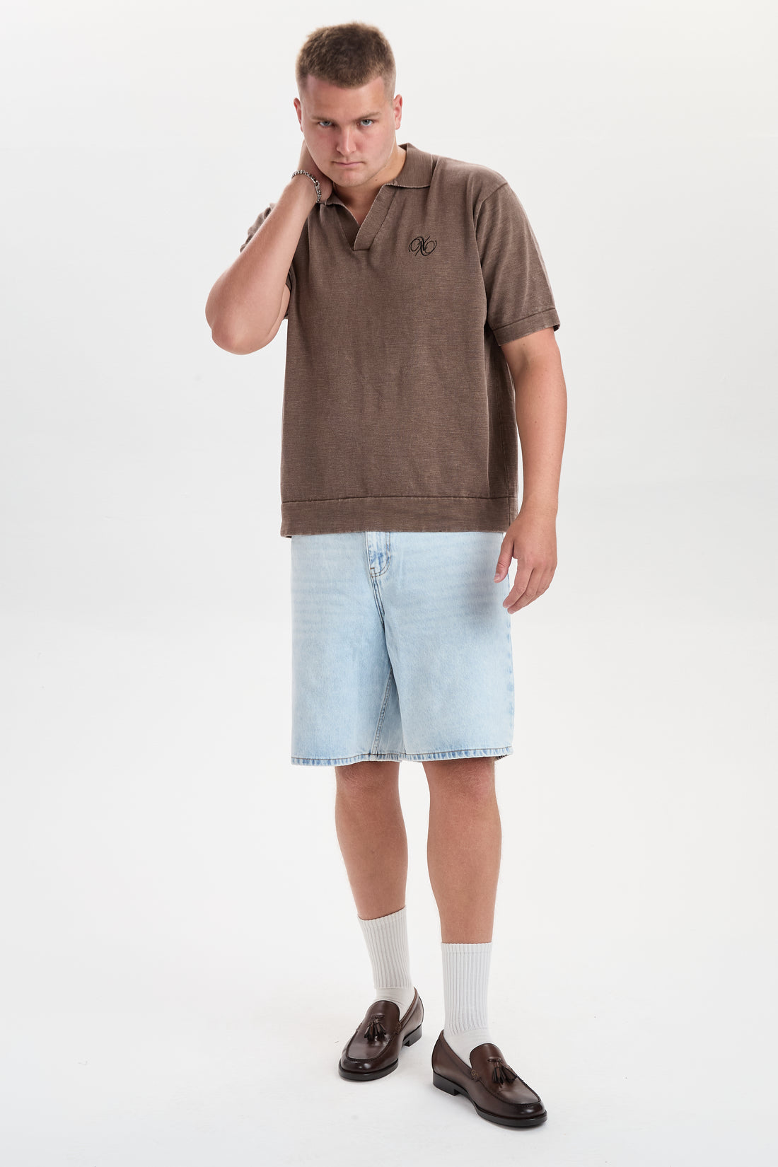 DXHektor Relaxed Fit Denim Shorts Light Blue