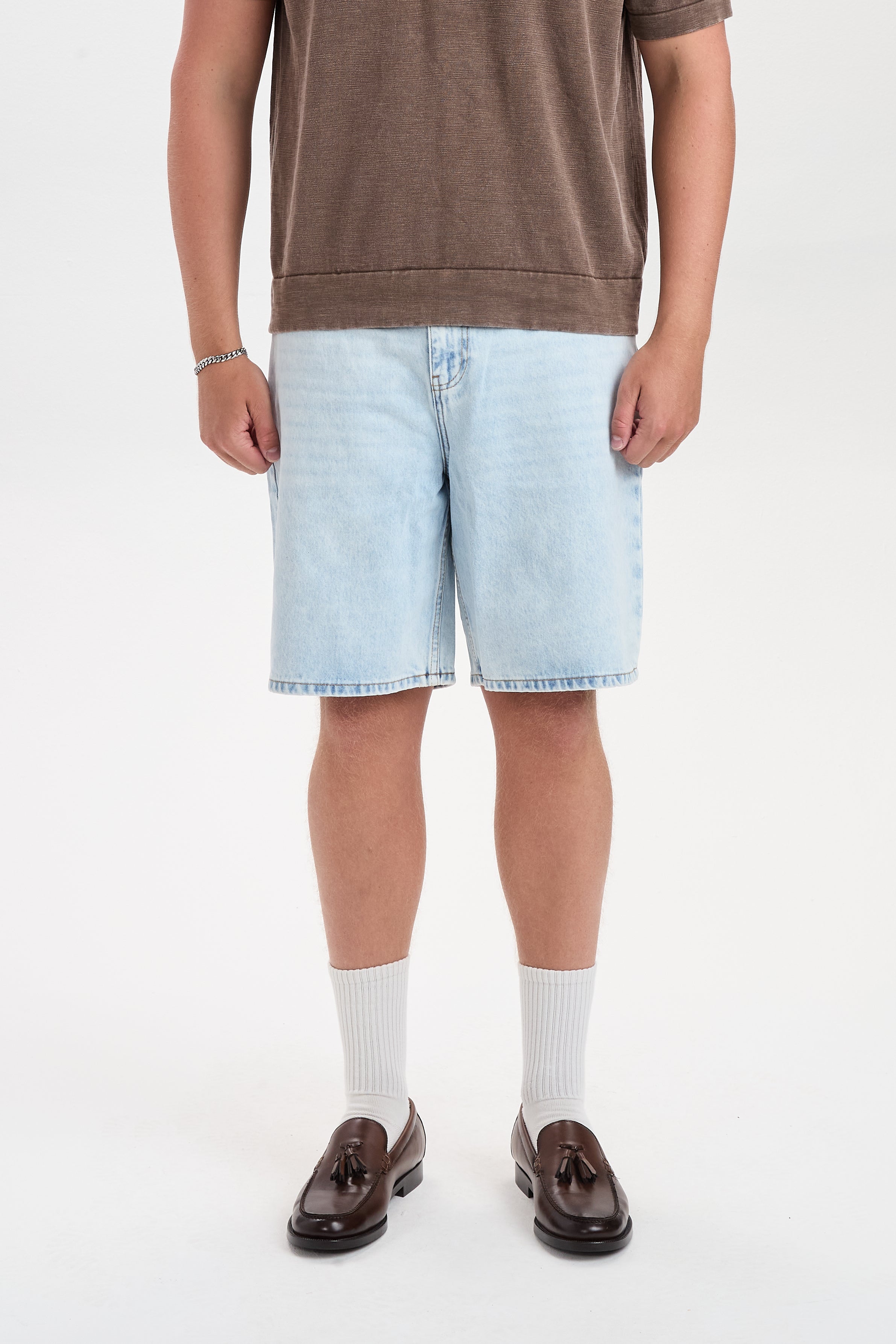 DXHektor Relaxed Fit Denim Shorts Light Blue